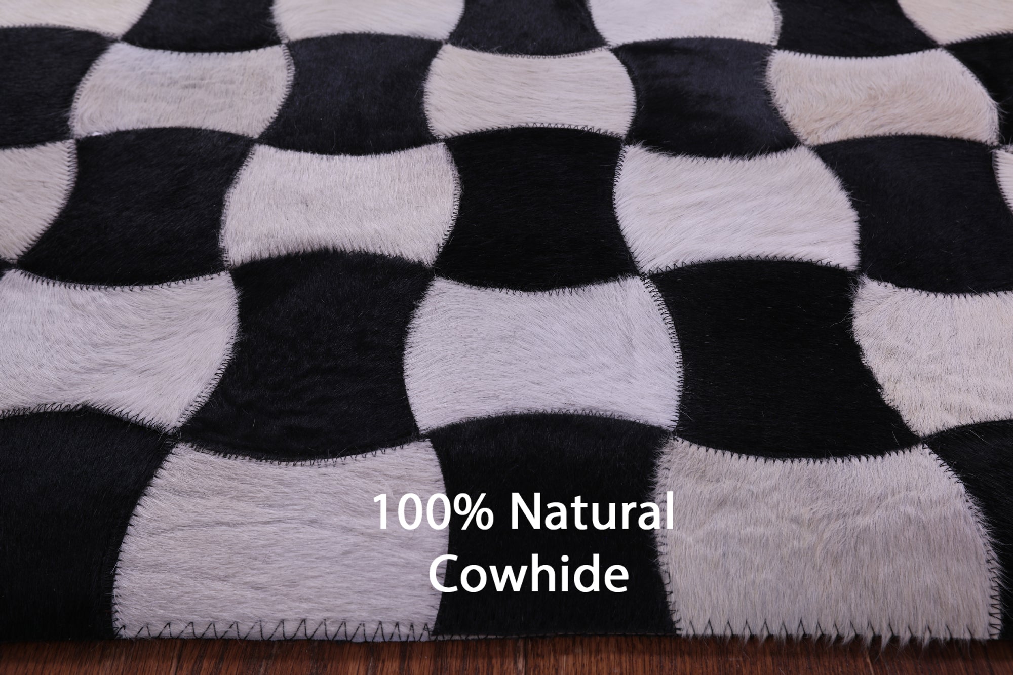 Black & White Natural Cowhide Hand Stitched Patchwork Rug - 8' 0" X 10' 0"
