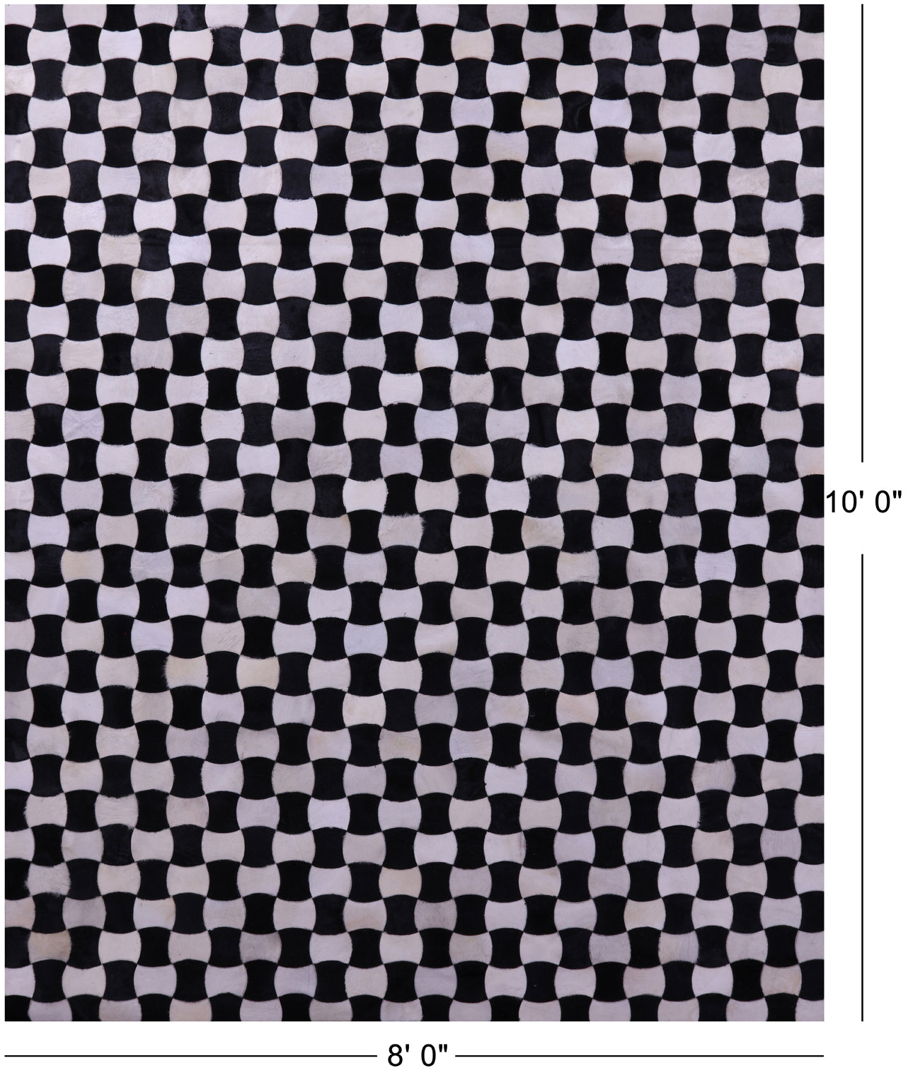 Black & White Natural Cowhide Hand Stitched Patchwork Rug - 8' 0" X 10' 0"