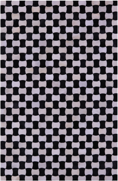 Black & White Natural Cowhide Hand Stitched Patchwork Rug - 6' 0" X 9' 0"