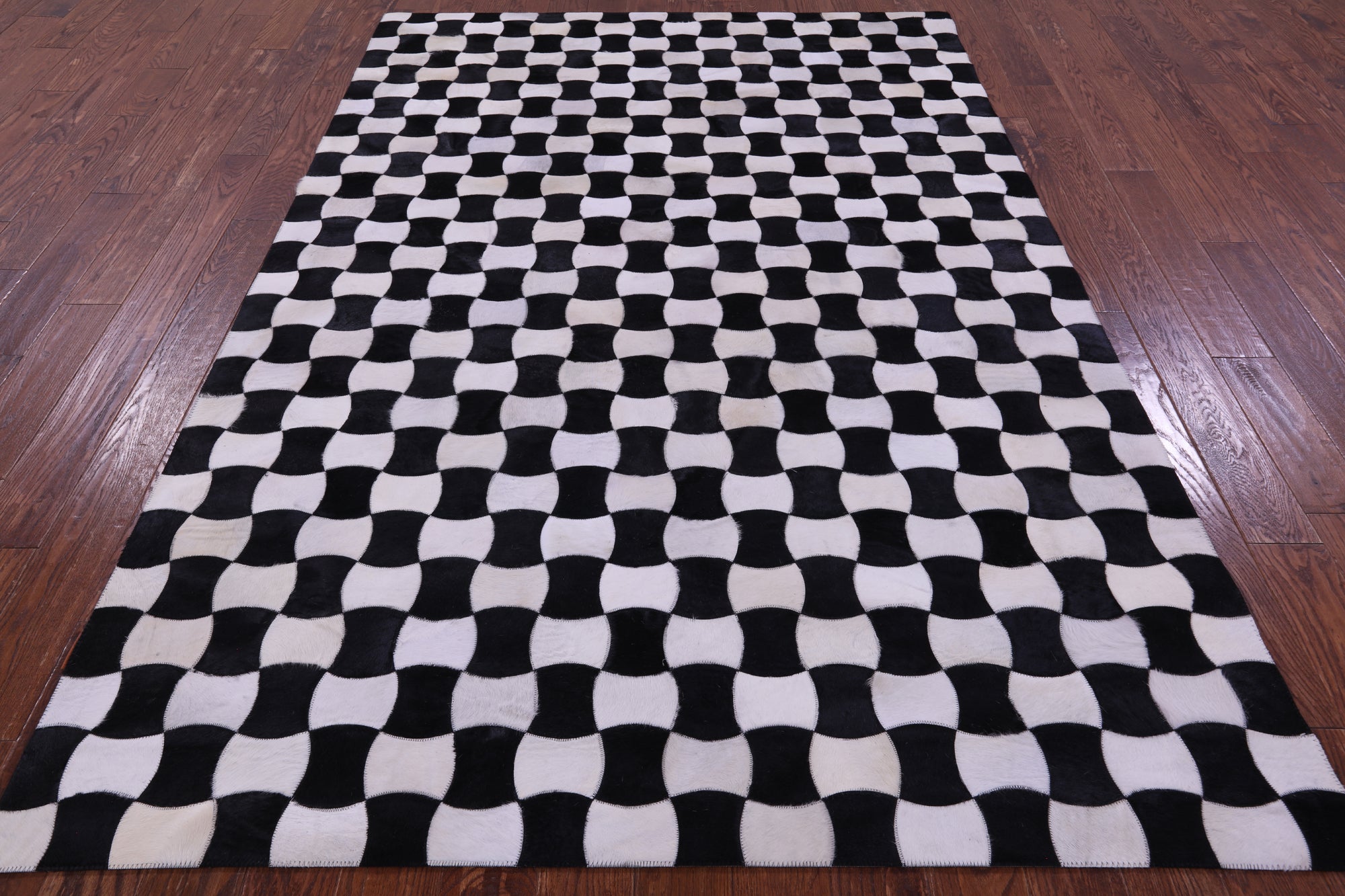 Black & White Natural Cowhide Hand Stitched Patchwork Rug - 6' 0" X 9' 0"