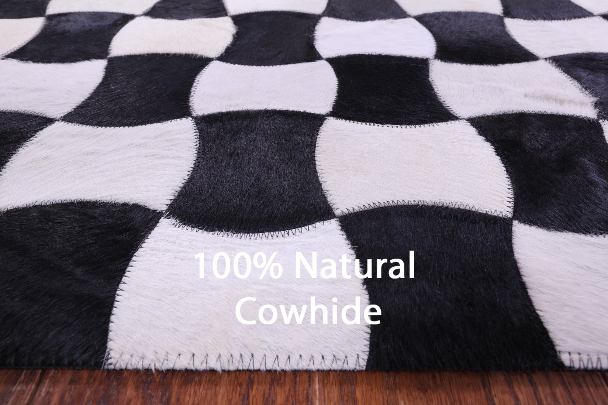 Black & White Natural Cowhide Hand Stitched Patchwork Rug - 6' 0" X 9' 0"