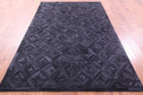 Black Natural Cowhide Hand Stitched Patchwork Rug - 6' 0" X 9' 0"