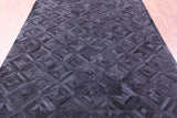 Black Natural Cowhide Hand Stitched Patchwork Rug - 6' 0" X 9' 0"