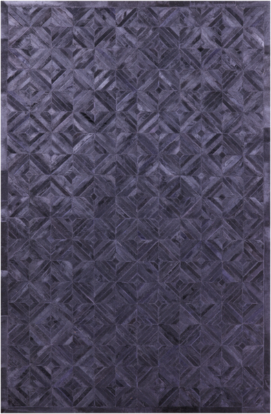 Black Natural Cowhide Hand Stitched Patchwork Rug - 6' 0" X 9' 0"