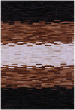 Brown & White Brickwork Natural Cowhide Hand Stitched Patchwork Rug - 6' 0" X 9' 0"