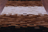 Brown & White Brickwork Natural Cowhide Hand Stitched Patchwork Rug - 6' 0" X 9' 0"