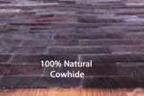Brown & White Brickwork Natural Cowhide Hand Stitched Patchwork Rug - 6' 0" X 9' 0"