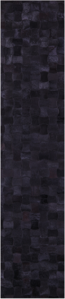 Black Natural Cowhide Hand Stitched Patchwork Runner Rug - 2' 6" X 12' 0"