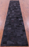 Black Natural Cowhide Hand Stitched Patchwork Runner Rug - 2' 6" X 12' 0"