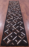 Brown Natural Cowhide Hand Stitched Patchwork Runner Rug - 2' 6" X 12' 0"