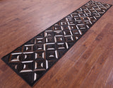 Brown Natural Cowhide Hand Stitched Patchwork Runner Rug - 2' 6" X 12' 0"