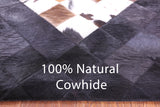 Brown & White & Black Natural Cowhide Hand Stitched Patchwork Runner Rug - 2' 6" X 12' 0"