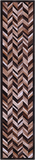 Brown Chevron Natural Cowhide Hand Stitched Patchwork Runner Rug - 2' 6" X 12' 0"