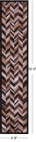 Brown Chevron Natural Cowhide Hand Stitched Patchwork Runner Rug - 2' 6" X 12' 0"