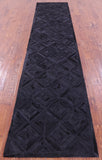 Black Natural Cowhide Hand Stitched Patchwork Runner Rug - 2' 6" X 12' 0"