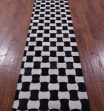 Black & White Natural Cowhide Hand Stitched Patchwork Runner Rug - 2' 6" X 12' 0"