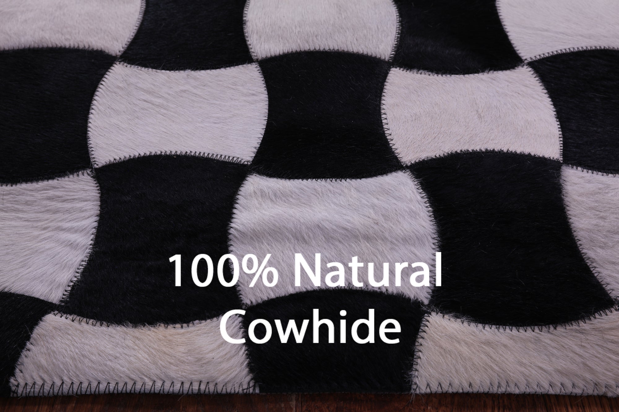 Black & White Natural Cowhide Hand Stitched Patchwork Runner Rug - 2' 6" X 12' 0"