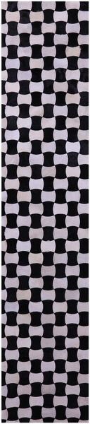 Black & White Natural Cowhide Hand Stitched Patchwork Runner Rug - 2' 6" X 12' 0"