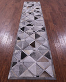 Grey Natural Cowhide Hand Stitched Patchwork Runner Rug - 2' 6" X 12' 0"