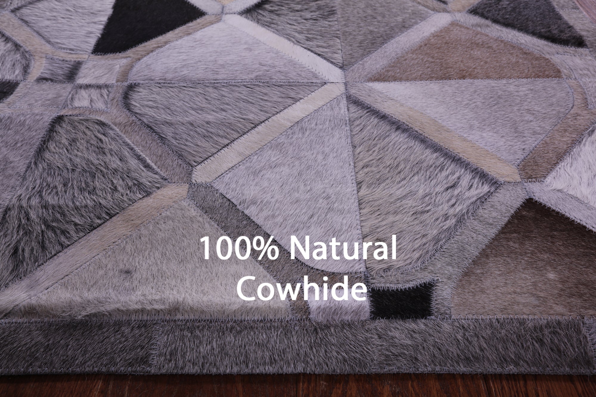 Grey Natural Cowhide Hand Stitched Patchwork Runner Rug - 2' 6" X 12' 0"