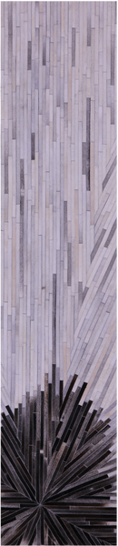 Brown & White Natural Cowhide Hand Stitched Patchwork Runner Rug - 2' 6" X 12' 0"