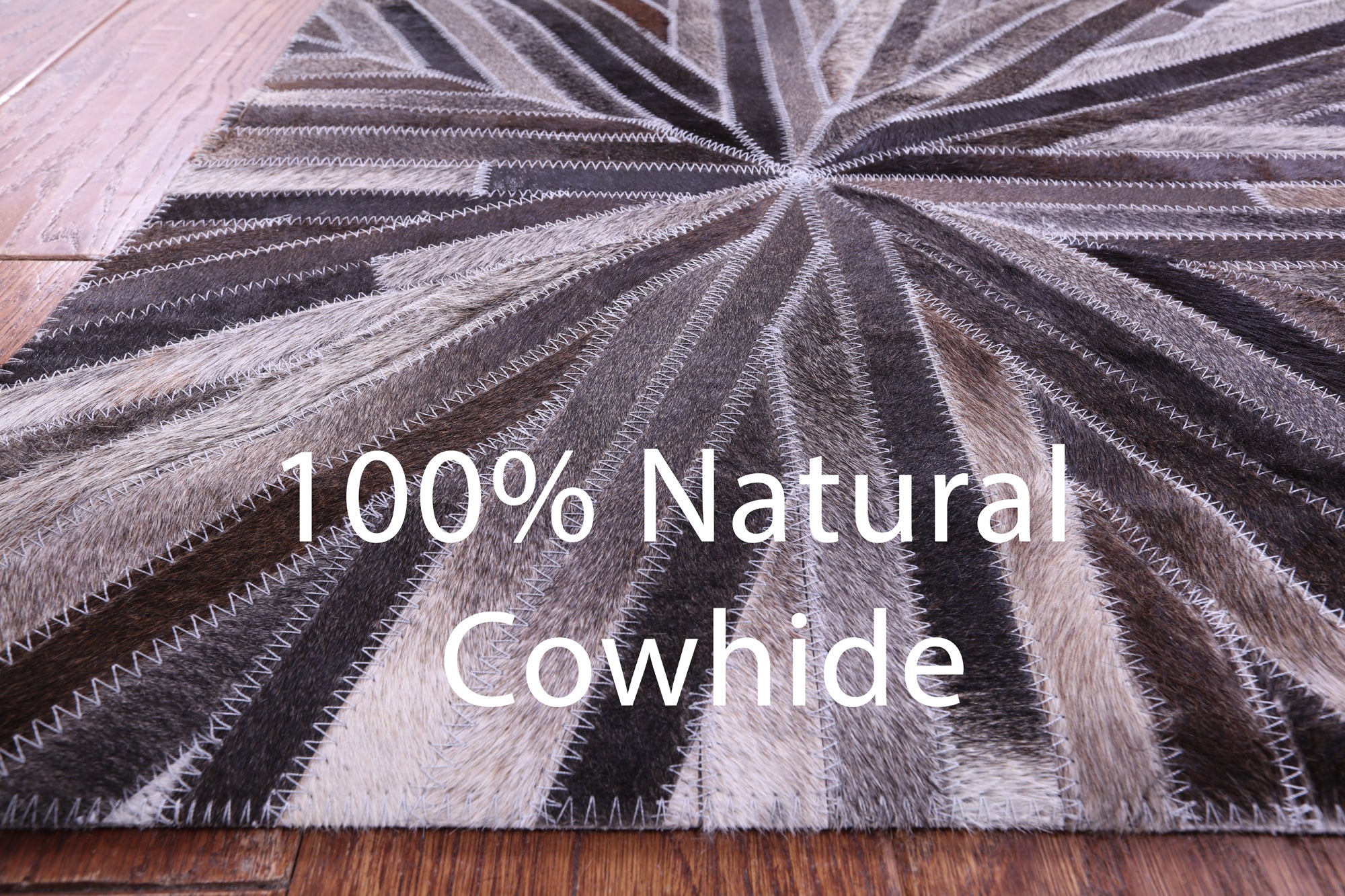 Brown & White Natural Cowhide Hand Stitched Patchwork Runner Rug - 2' 6" X 12' 0"