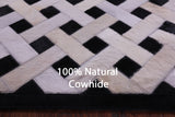 Black & White Natural Cowhide Hand Stitched Patchwork Runner Rug - 2' 6" X 12' 0"