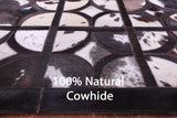 Brown & White Natural Cowhide Hand Stitched Patchwork Runner Rug - 2' 6" X 12' 0"