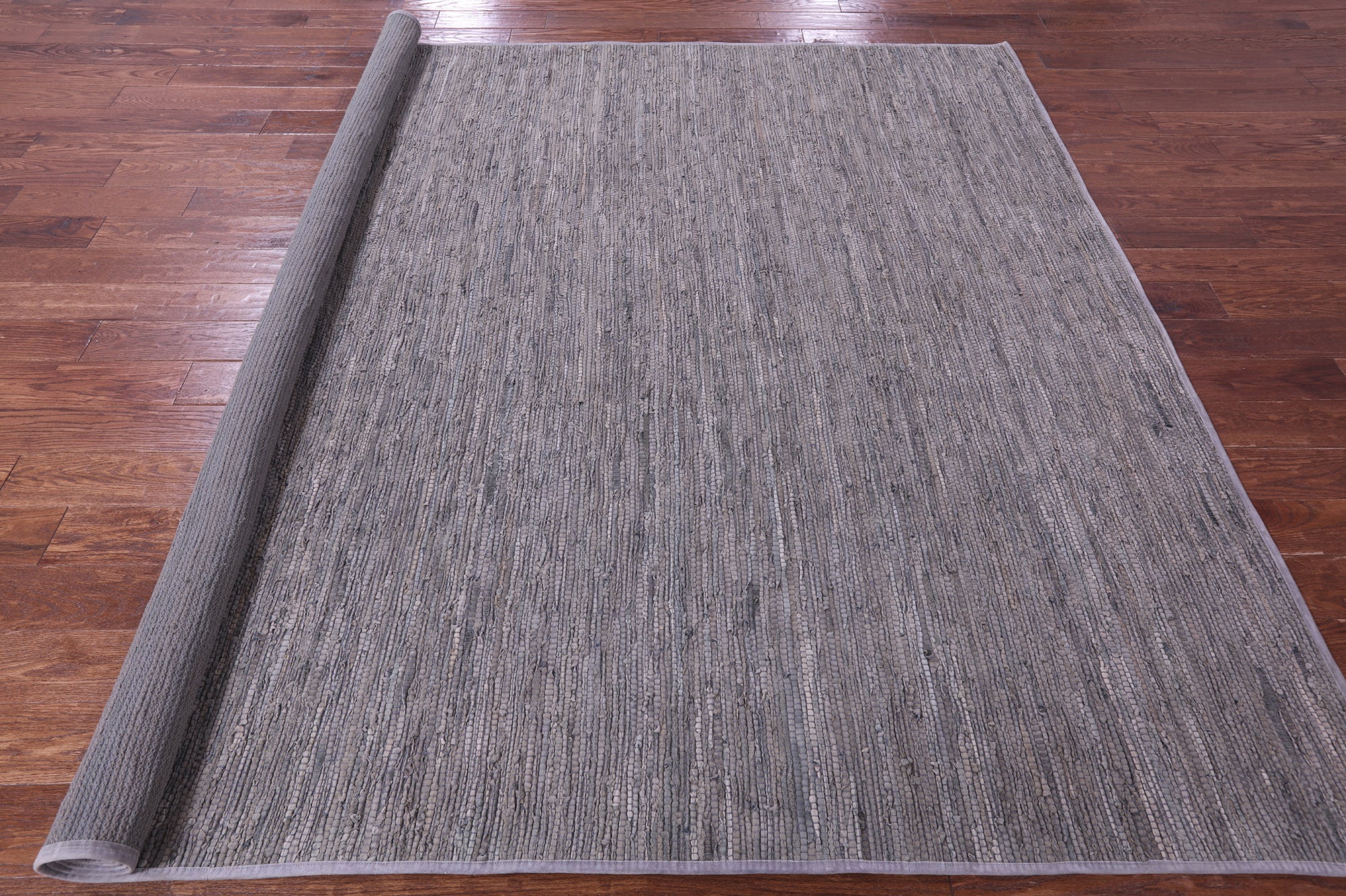 Grey Natural Leather Area Rug - 8' 0" X 10' 0"