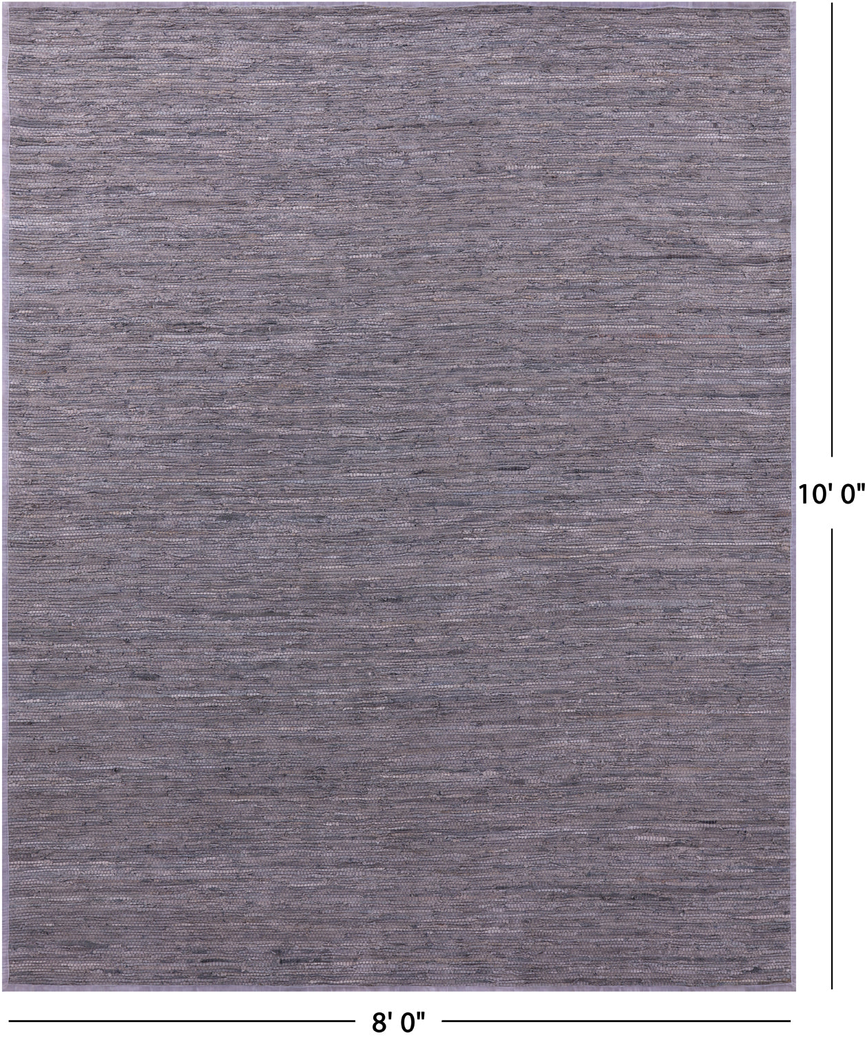 Grey Natural Leather Area Rug - 8' 0" X 10' 0"