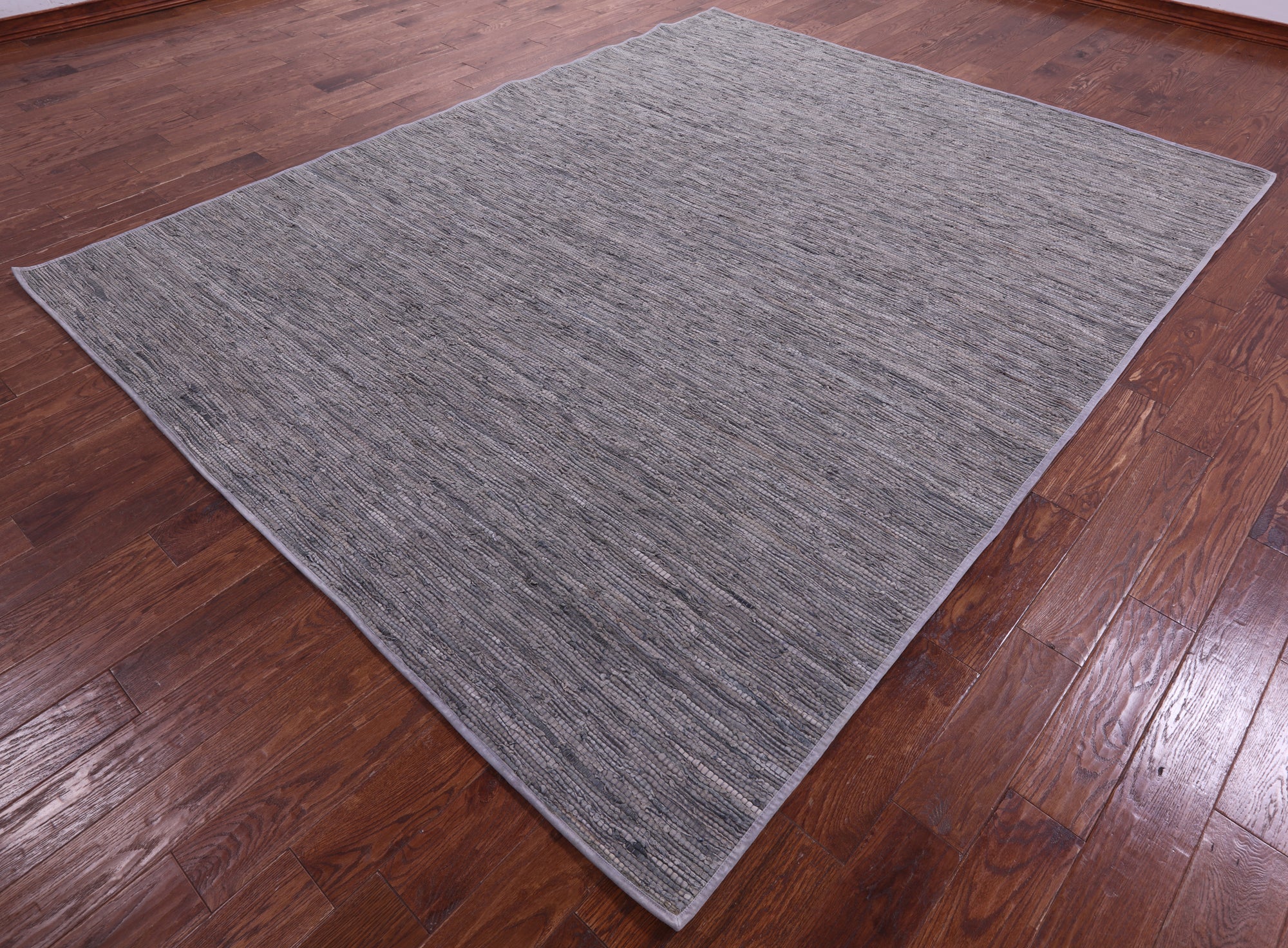 Grey Natural Leather Area Rug - 8' 0" X 10' 0"