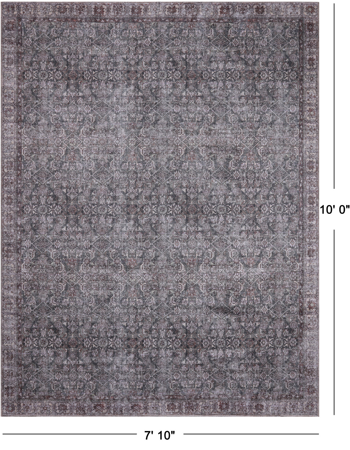 Grey Modern Machine-Made Rug - 7' 10" X 10' 0"