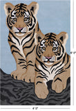 Blue Tiger Design Hand-Tufted Wool Rug - 4' 0" X 6' 0"