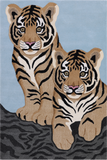 Blue Tiger Design Hand-Tufted Wool Rug - 4' 0" X 6' 0"