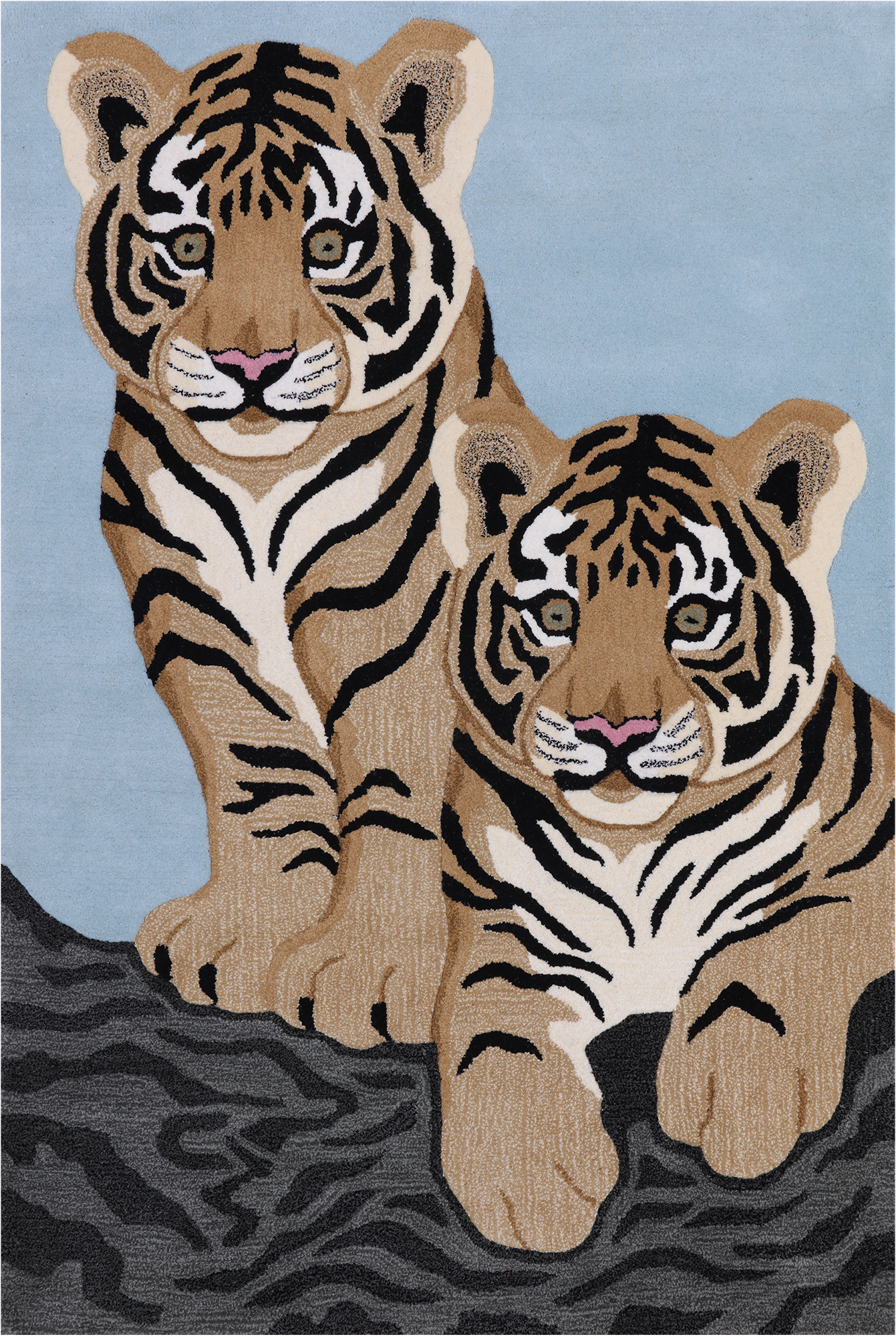 Blue Tiger Design Hand-Tufted Wool Rug - 4' 0" X 6' 0"