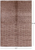 Brown Tribal Moroccan Hand Knotted Rug - 6' 3" X 8' 10" - Golden Nile