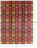 Ikat Hand Knotted Wool Rug - 9' 1" X 11' 10" - Golden Nile