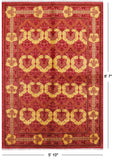 Red William Morris Hand Knotted Wool Area Rug - 5' 10" X 8' 7" - Golden Nile