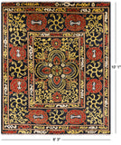 Black William Morris Hand Knotted Wool Area Rug - 8' 3" X 10' 1" - Golden Nile