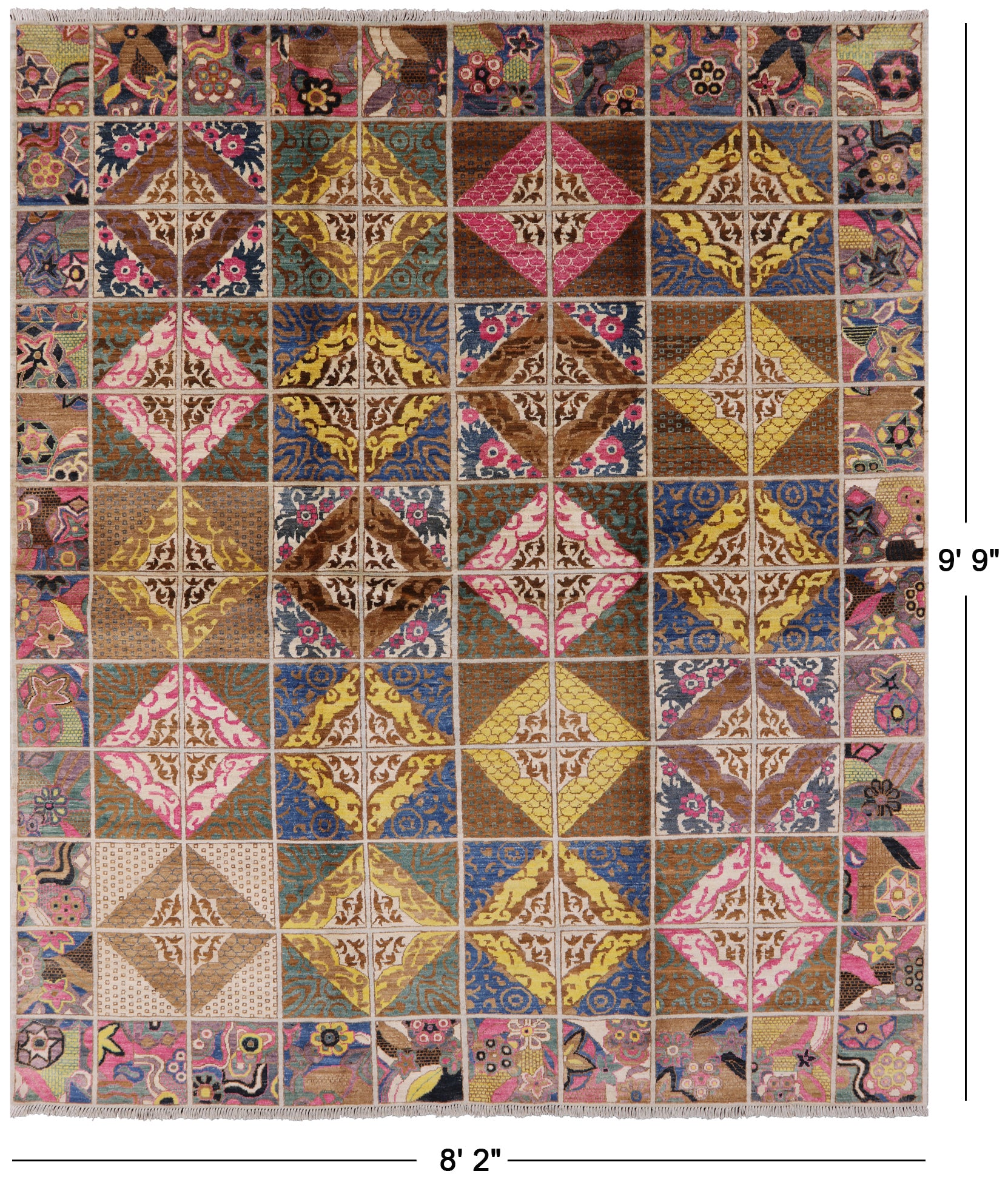 William Morris Handmade Wool Area Rug - 8' 2" X 9' 9" - Golden Nile
