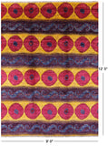 Ikat Hand Knotted Wool Area Rug - 9' 0" X 12' 5" - Golden Nile
