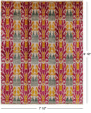 Ikat Hand Knotted Wool Area Rug - 7' 10" X 9' 10" - Golden Nile