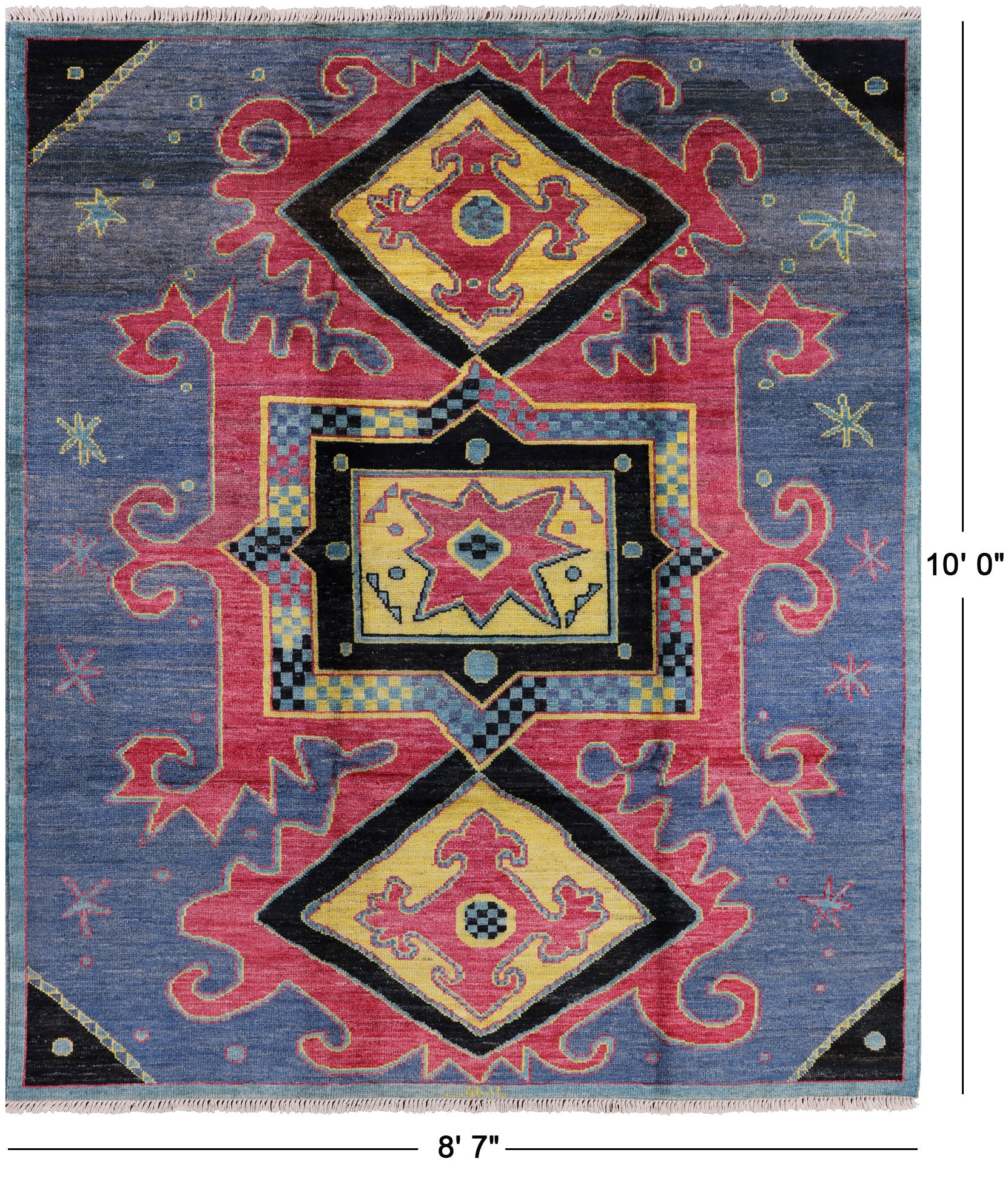 Ikat Hand Knotted Wool Area Rug - 8' 7" X 10' 0" - Golden Nile