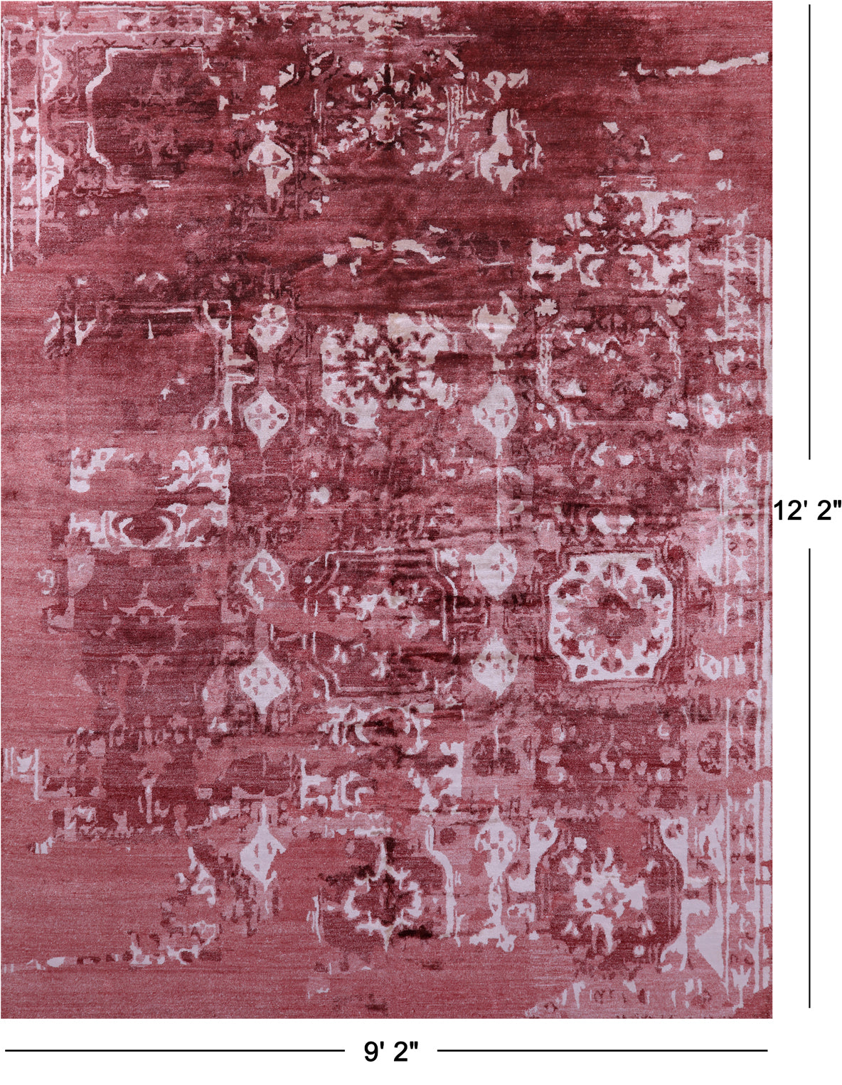 Abstract Modern Handmade 100% Silk Rug - 9' 2" X 12' 2" - Golden Nile