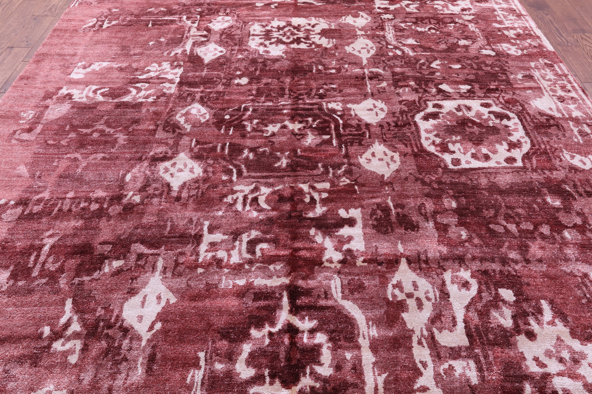 Abstract Modern Handmade 100% Silk Rug - 9' 2" X 12' 2" - Golden Nile