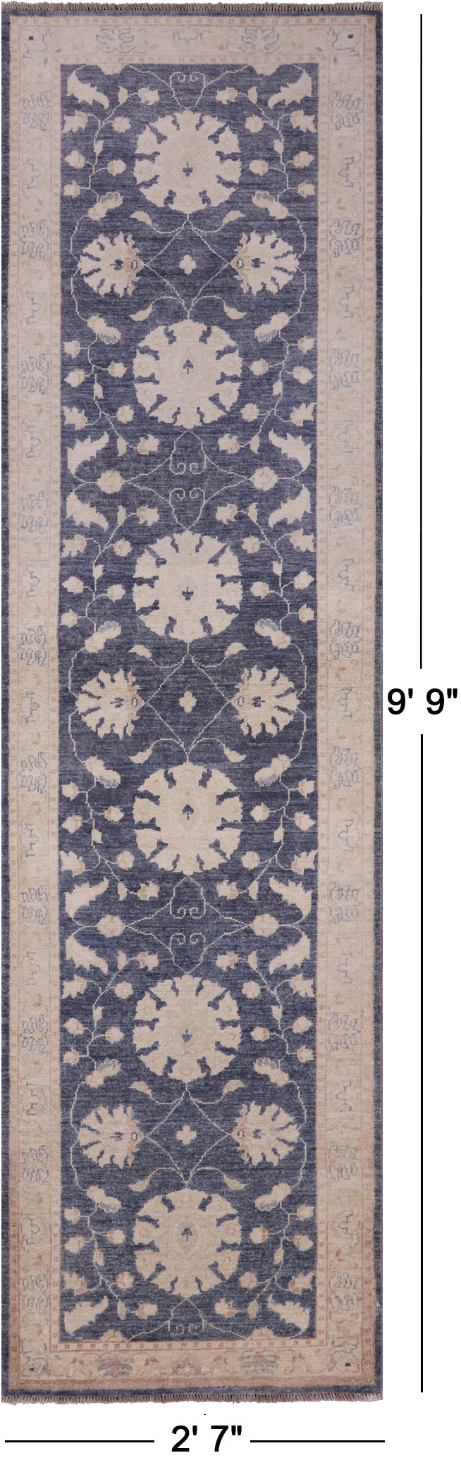 Peshawar Handmade Wool Runner Rug - 2' 7" X 9' 9" - Golden Nile