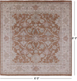 Square Peshawar Hand Knotted Wool Rug - 6' 0" X 6' 3" - Golden Nile