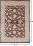 Brown Peshawar Hand Knotted Wool Area Rug - 4' 10" X 6' 10" - Golden Nile