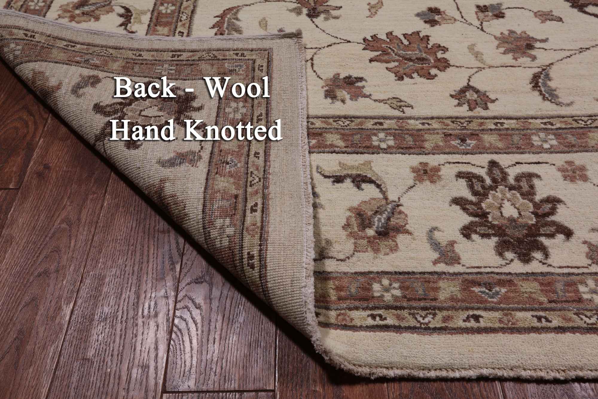Ivory Peshawar Hand Knotted Area Rug - 8' 3" X 10' 6"