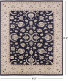 Blue Peshawar Hand Knotted Area Rug - 8' 2" X 9' 6" - Golden Nile